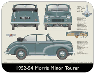 Morris Minor Tourer Series II 1952-54 Place Mat, Medium